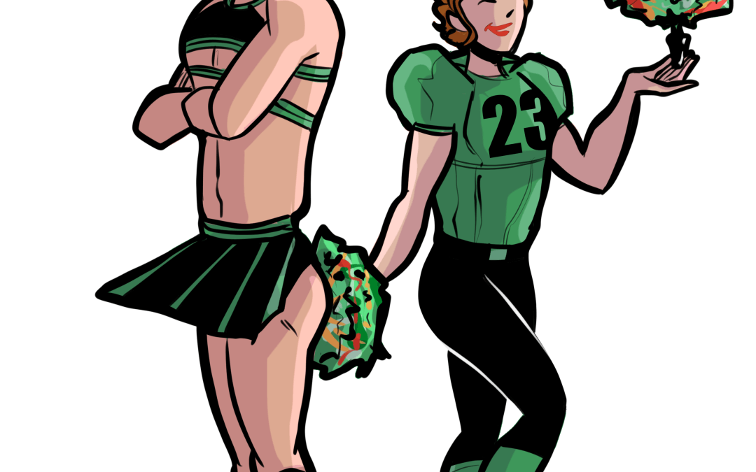 Football player and cheerleader